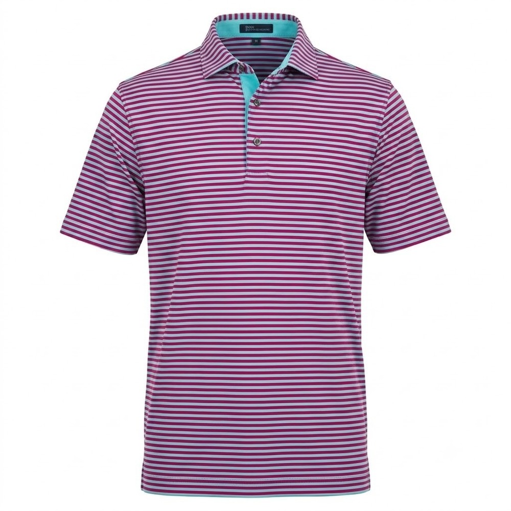 Black Quail Mens Pink Blue Striped Performance Golf Polo Shirt‎ Size Medium - CJ